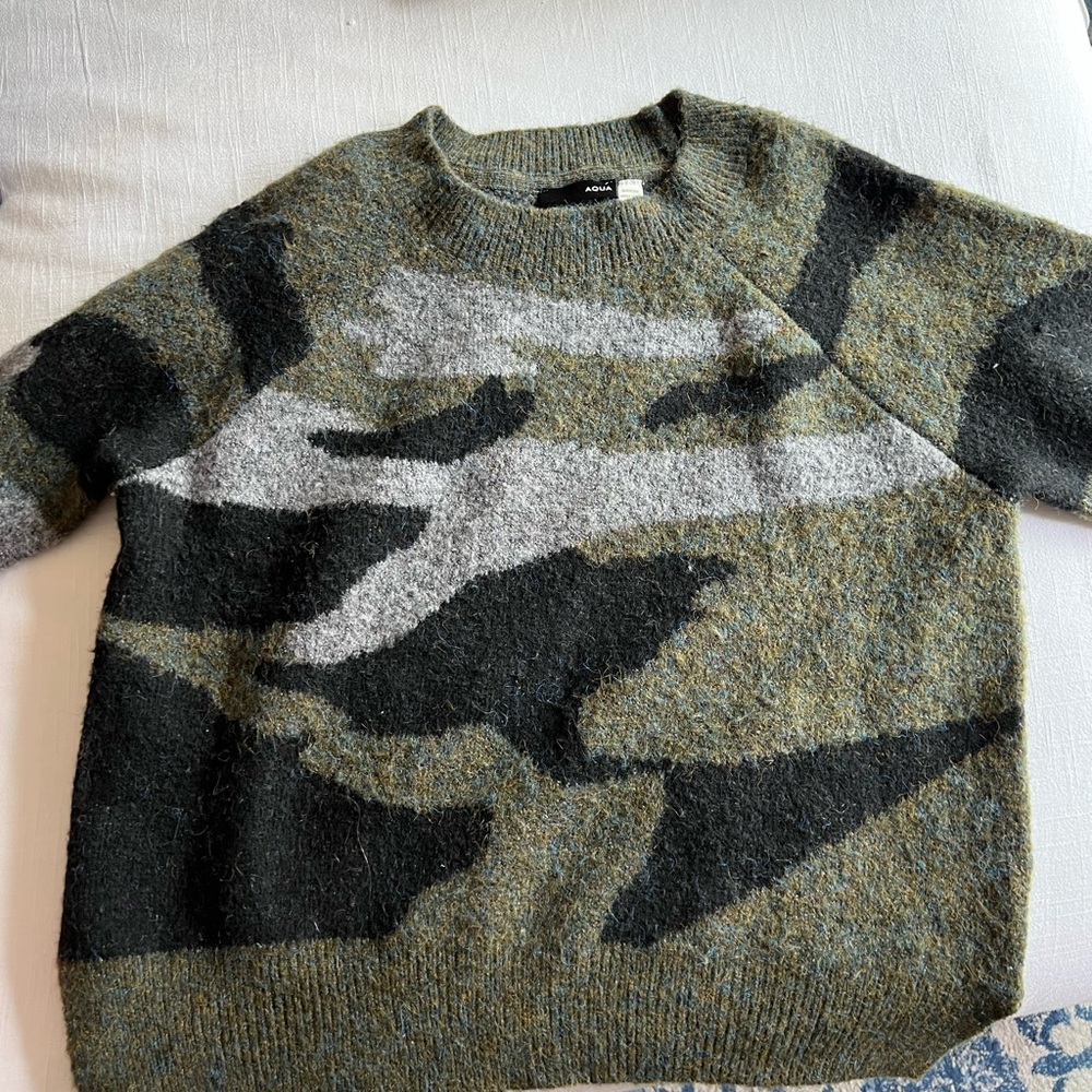 Aqua Camo Sweater - size L
